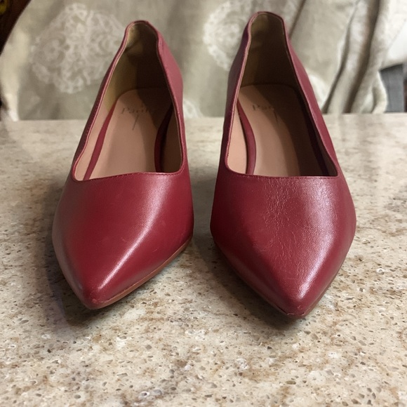 NWOT Paolo Red Leather Block Heel Pumps Size 8 - Picture 2 of 6